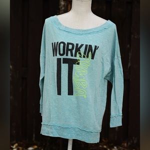 Zumba work in it off the shoulder sweater